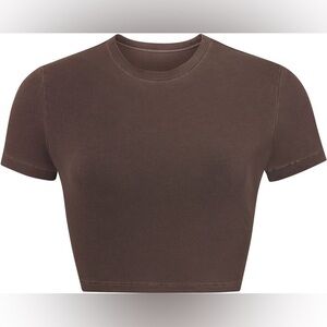 SKIMS NEW VINTAGE CROPPED TSHIRT COCOA XXS